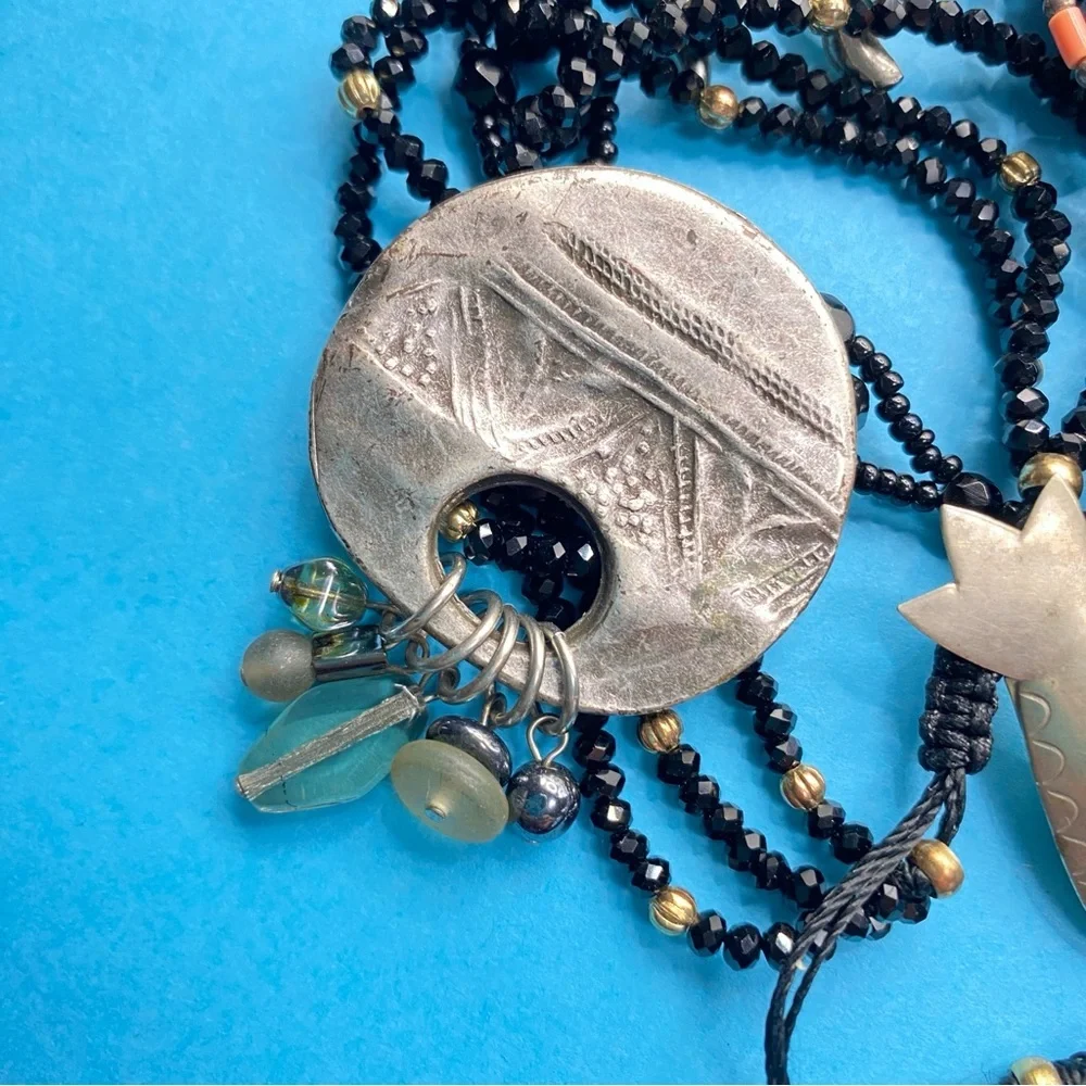 Bohemian Jewelry Natural Stone Beads Bird Sun Brooches Bracelets Pendant 7 pcs